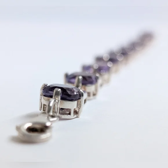 7.5" Sterling Silver Natural Amethyst 8.5mm Tennis Bracelet - Picture 7 of 9